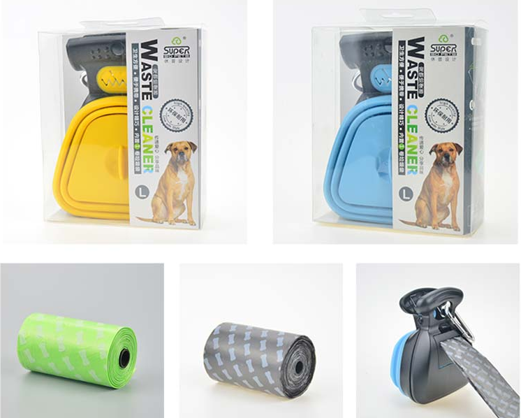 Recogedor de excrementos plegable para perros y mascotas, con 1 rollo, bolsas descomponibles, recogedor de excrementos, limpiador de excrementos, envío por Epacket