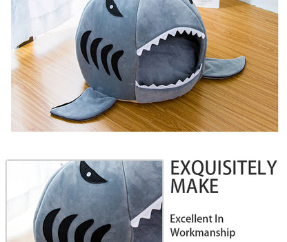 Cama creativa de doble propósito para mascotas con forma de tiburón, cama cálida para perros pequeños y gatos